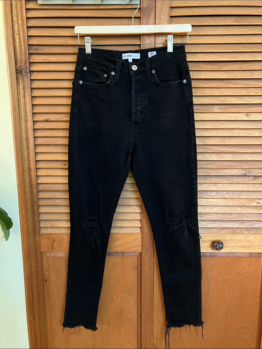 Re/Done High Rise Black Skinny Jeans - Size 27